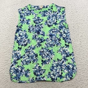 J. Crew Women's XS Printed Drapey Sleeveless Top Spring Green + Blue Floral